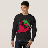 Sweatshirt Fruits de fraise mignonne Relaxant Fraise lazy (Devant entier)