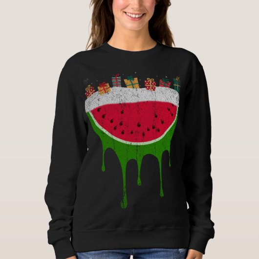 Sweatshirt Fruits tropicaux de Noël Pastèque d'été Noël (Devant)