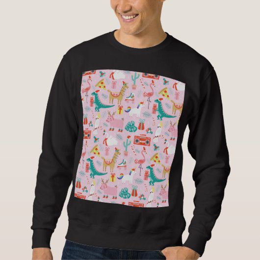 Sweatshirt Fun de Noël : Animal Motif sans Seamless. (Devant)