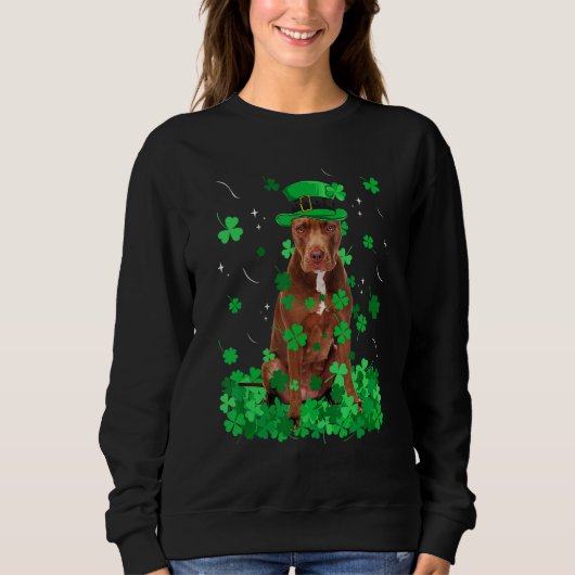 Sweatshirt Fun Pitbull Chien St Patrick S Day Shamrock irland (Devant)