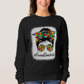 Sweatshirt Funeral Director Messy Bun Supporting Autism Aware (Devant)