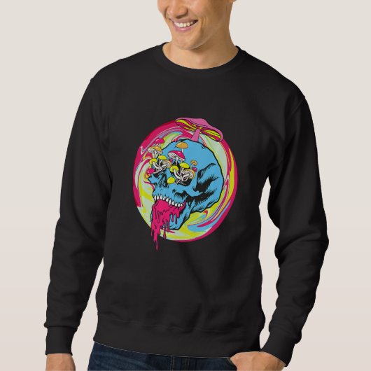 Sweatshirt Fungus Magic Psilocybin Mushrooms Tie Dye Skull (Devant)