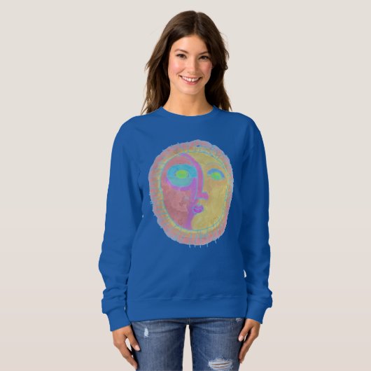 Sweatshirt Funky Abstrait Sun Face Wearable Art (Devant entier)