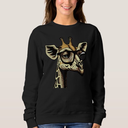 Sweatshirt Funky Giraffe with Attitude and Glasses Stylish Fu (Devant)