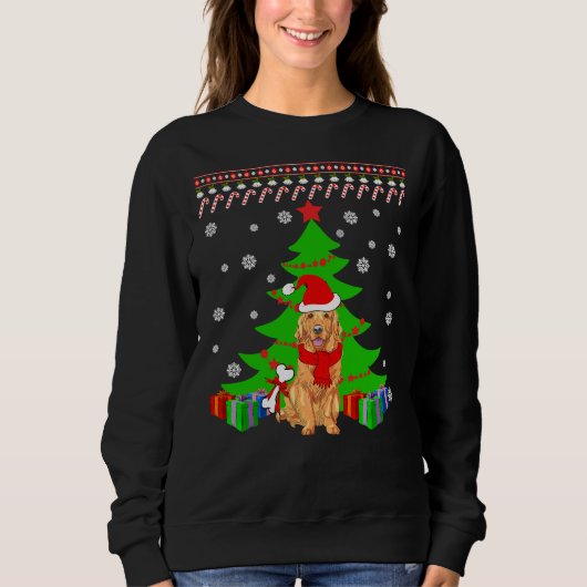 Sweatshirt Funky Golden Retriever Noël (Devant)