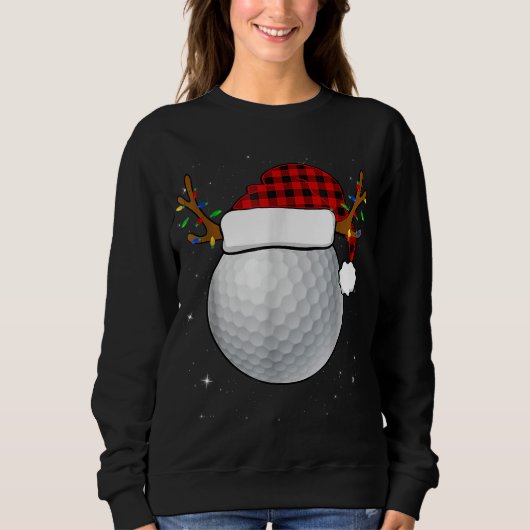 Sweatshirt Funky Golf Reindeer Santa Hat Noël Pyjamas Ho (Devant)