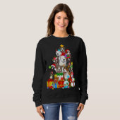 Sweatshirt Funky Pitbull Chien de Noël Lumières Arbre Chien C (Devant entier)