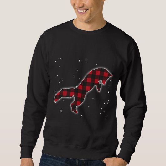 Sweatshirt Funky Red Plaid Fox Christmas Correspondant Buffal (Devant)