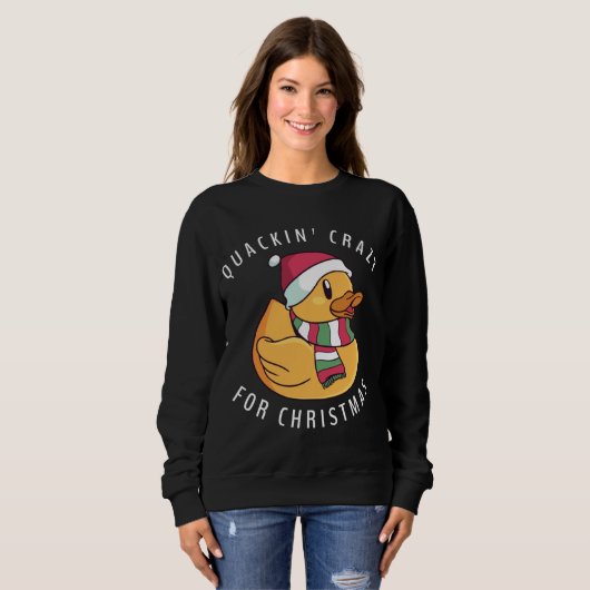 Sweatshirt Funky Santa Hat Caoutchouc Canard de Noël Pun (Devant entier)