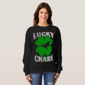 Sweatshirt Funky Shamrock Leaf Lucky Charm Raven Bird St Part (Devant entier)