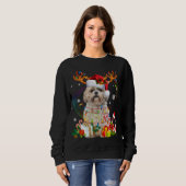 Sweatshirt Funky Shih Tzu Reindeer Noël Lumières (Devant entier)
