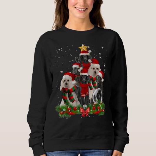 Sweatshirt Funky Standard Poodle Dog Christmas Tree (Devant)