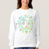 Sweatshirt Funky Sun Face Abstrait Wearable Art (Devant)