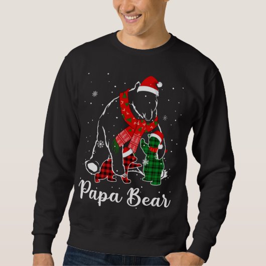 Sweatshirt Funky Vert Rouge Plaid Papa Ours Correspondant Pyj (Devant)