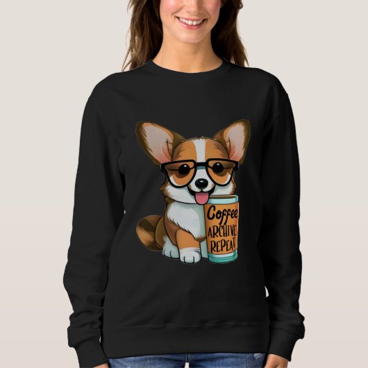 Sweatshirt Funny Archivist Coffee Lover Corgi Owner Archive R (Devant)