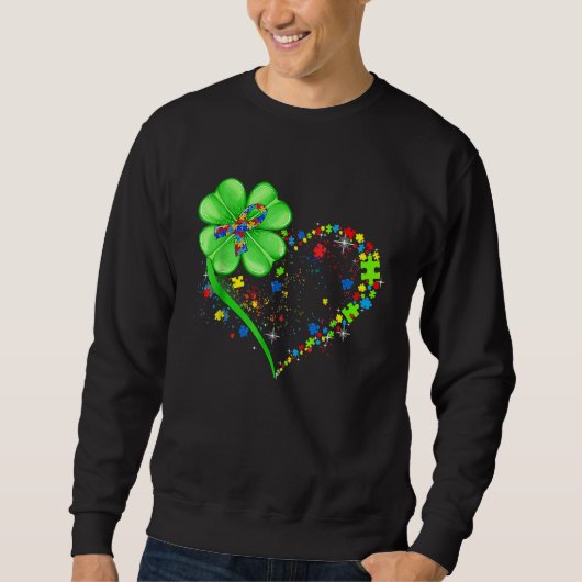 Sweatshirt Funny Autism Awareness St Patricks Day Clover Auti (Devant)