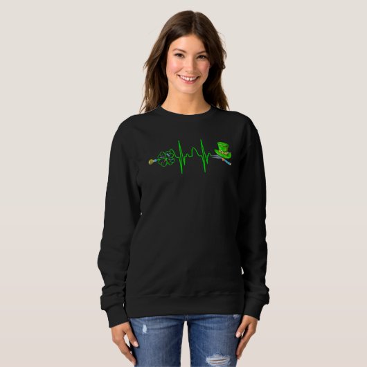 Sweatshirt Funny Awesome Shamrock Heartbeat irlandais I Love (Devant entier)