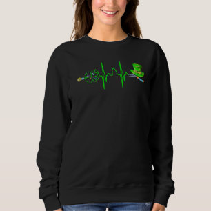Sweatshirt Funny Awesome Shamrock Heartbeat irlandais I Love 