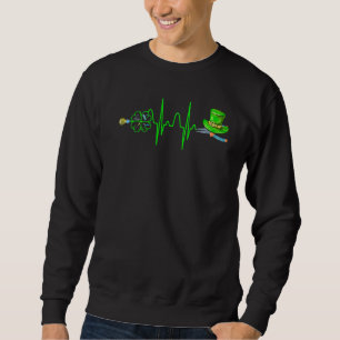 Sweatshirt Funny Awesome Shamrock Heartbeat irlandais I Love 