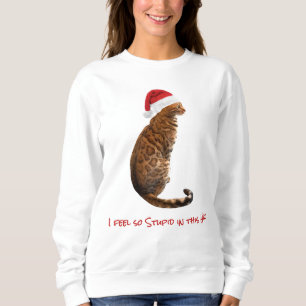 Sweatshirt Funny Bengal Chat dans Santa Hat Cadeau de Noël