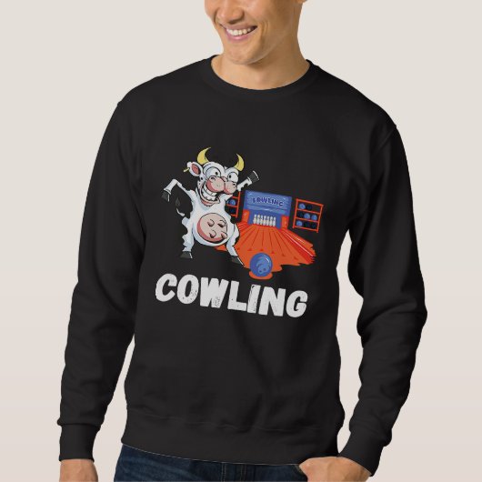 Sweatshirt Funny Bowling Cow Bowler Strike Bowling Pin Bowlin (Devant)
