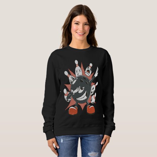 Sweatshirt Funny Bowling Dabbing Bowling Ball Bowling Pin Str (Devant entier)