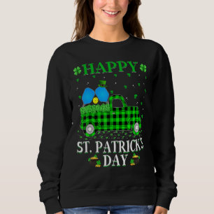 Sweatshirt Funny Buffalo Plaid Camion vert Pickleball St Pat