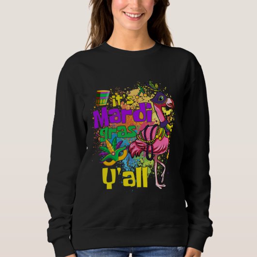 Sweatshirt Funny Carnival Party Gift Idea Flamingo Mardi Gras (Devant)