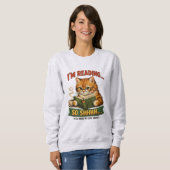 Sweatshirt Funny Cat Reading Retro Book Lover (Devant entier)