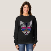 Sweatshirt Funny Cat Sunglasses Bisexual Bi Pride Flag Gift (Devant entier)