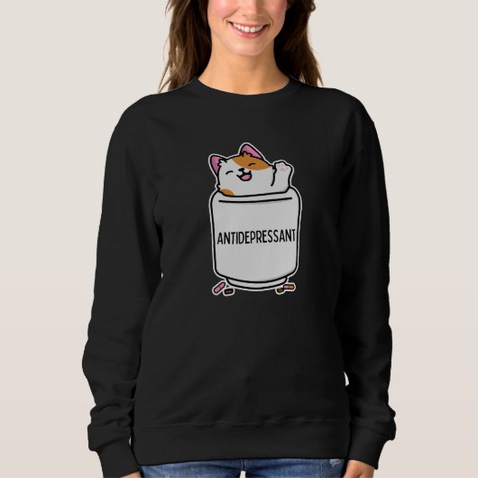 Sweatshirt Funny Chat Antidépresseur Boîte Med (Devant)