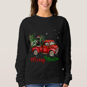 Sweatshirt Funny Chat Noir équitation Camion Rouge Arbre de N