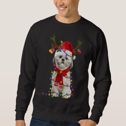 Sweatshirt Funny Chih Tzu Chien Feux de Noël Noël Noël Noël N (Devant)