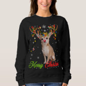 Sweatshirt Funny Chihuahua Chig with Antlers Joyeux Noël T (Devant)