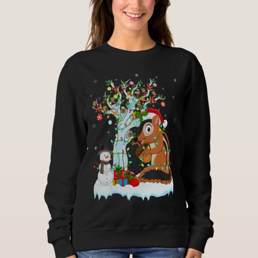 Sweatshirt Funny Chipmunk Xmas Tree Lighting Père Noël Chipmu (Devant)