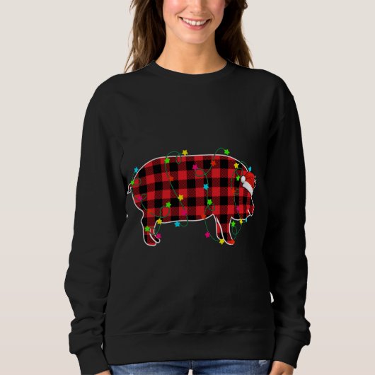 Sweatshirt Funny Cochon Arbre de Noël Rouge Plaid Animaux Lo (Devant)