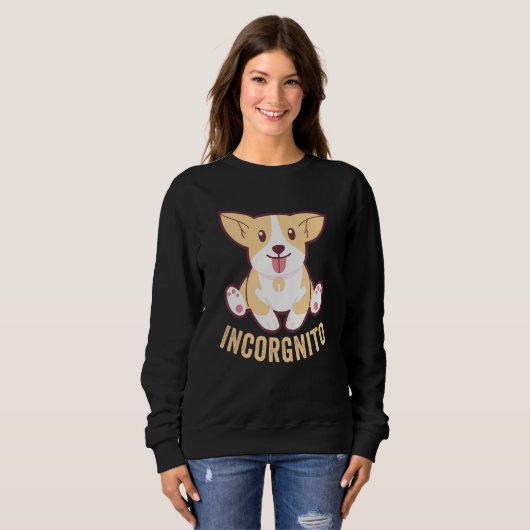 Sweatshirt Funny Corgi Incorgnito Welsh Visage Chien Pun (Devant entier)