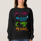 Sweatshirt Funny Eat Sleep Warrior Cat Repeat Cool Cat Design (Devant)