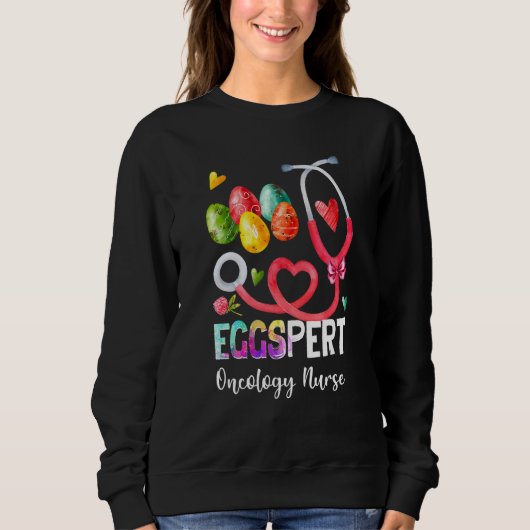 Sweatshirt Funny Eggspert Oncologie Infirmière Bunny Stethosc (Devant)