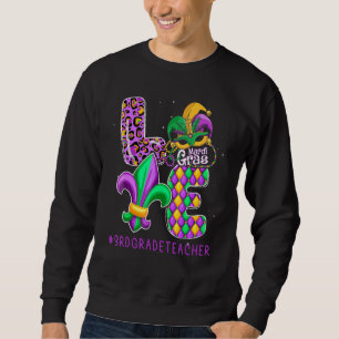 Sweatshirt Funny Enseignant de 3e année Mardi Gras Famille Ma