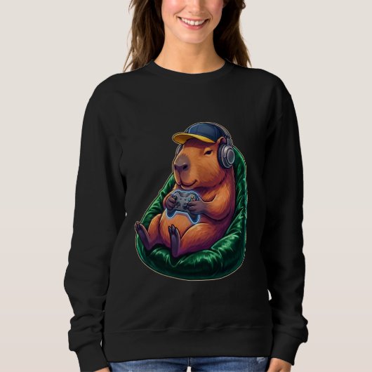 Sweatshirt Funny Gamer Capybara Design for Gaming Fans Games (Devant)