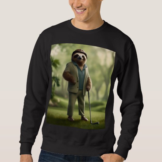 Sweatshirt Funny Golf Sloth, (Devant)