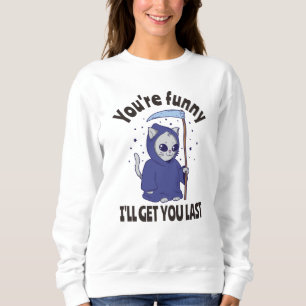 Sweatshirt Funny Grim Reaper Cat Halloween Costume