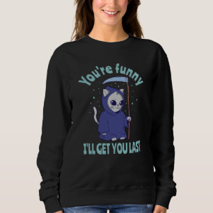 Sweatshirt Funny Grim Reaper Cat Halloween Costume