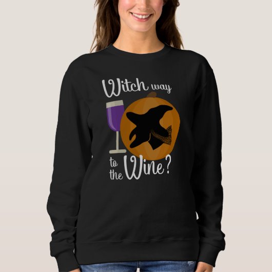 Sweatshirt Funny Halloween sorcière chemin au vin Éffrayant (Devant)