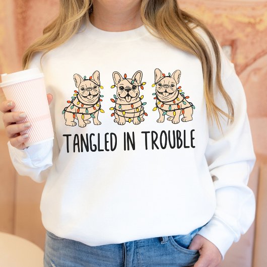 Sweatshirt Funny Hand Drawn French Bulldog Christmas
