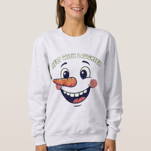 Sweatshirt Funny Happy Snowman Face T-Shirt | Cute Smiling (Devant)