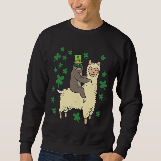 Sweatshirt Funny Irish Sloth Llama St patrick (Devant)