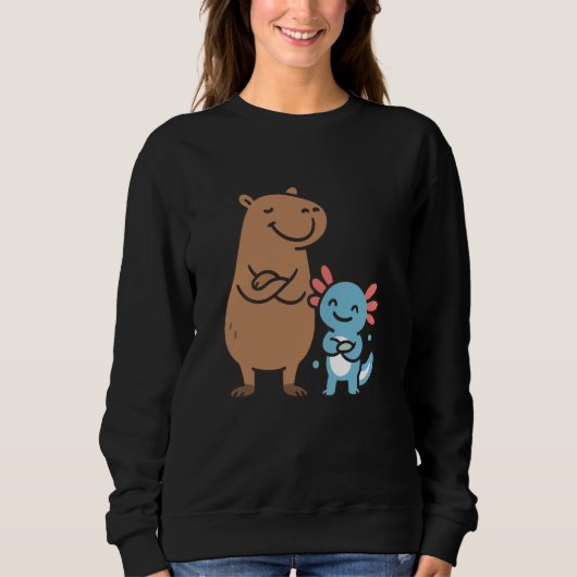 Sweatshirt Funny Kawaii Axolotl and Capybara Lover Anime (Devant)