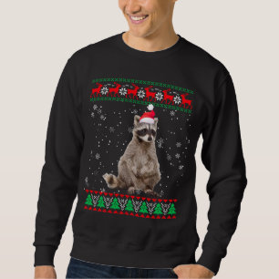 Sweatshirt Funny Laid Sweater Xmas Animaux Noël Raccoon